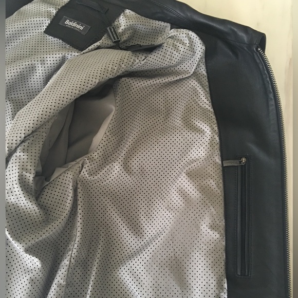 BALDININI Black Leather Jacket Made in Italy NWT - Picture 5 of 7